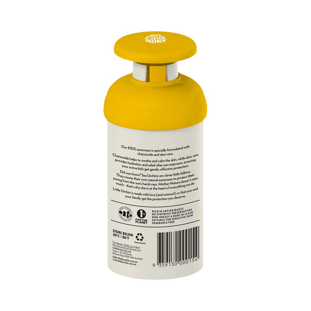 Little Urchin Kids Natural Clear Zinc Sunscreen SPF 50 Pump 300g