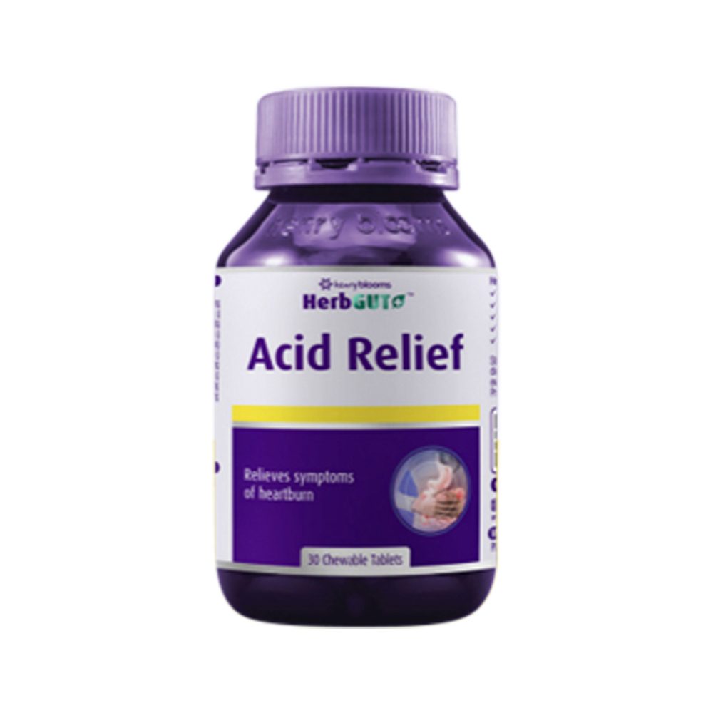 Henry Blooms HerbGut+ Acid Relief Chewable 30 Tablets