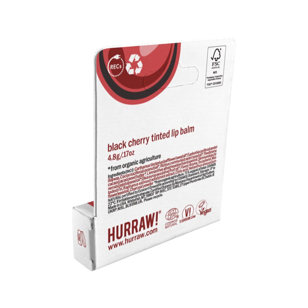 Hurraw! Organic Lip Balm Tinted Black Cherry Hangsell 4.8g