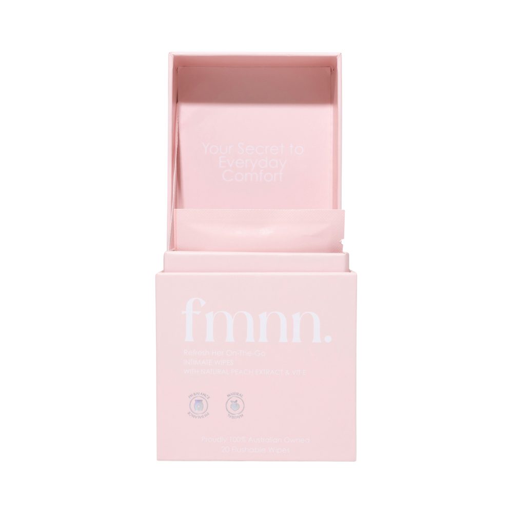 Fmnn. Refresh Her On-The-Go Intimate Wipes Peach 20 Pack