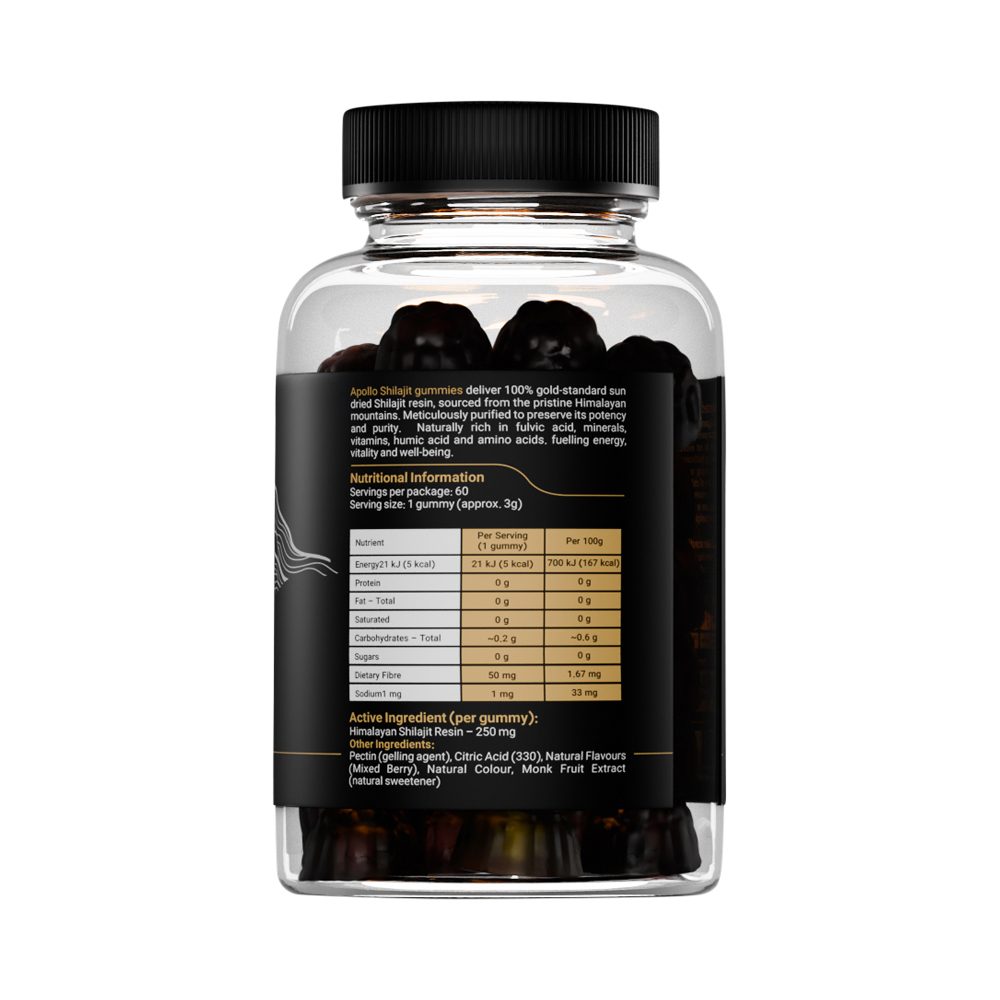 Apollo Himalayan Shilajit Gummies Mixed Berry 60 Pack