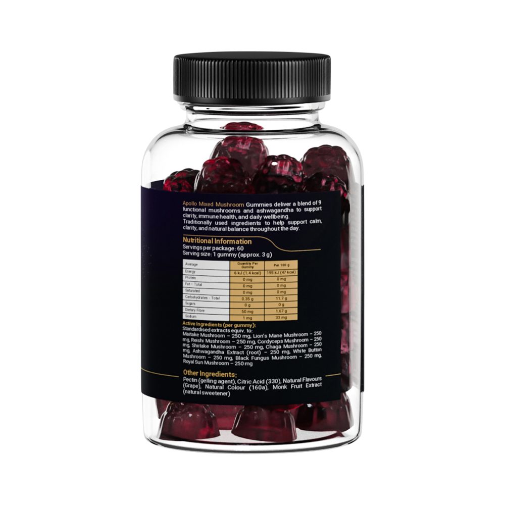 Apollo Mixed Mushroom Gummies Grape 60 Pack