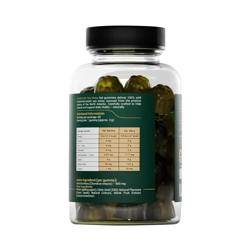 Apollo Irish Sea Moss Gummies Green Apple 60 Pack