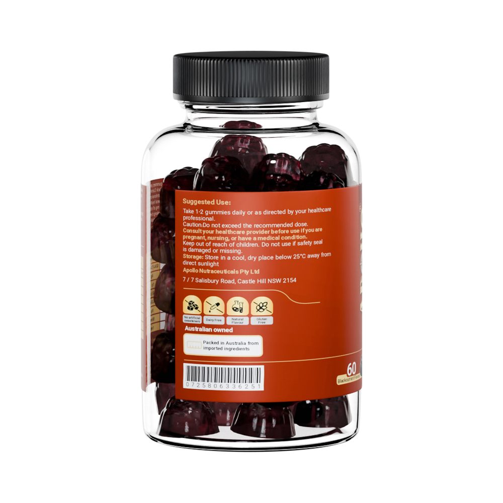 Apollo Black Seed Oil Gummies Blackcurrant 60 Pack