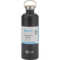 Matte black 1.6L Cheeki Thirsty Max stainless steel water bottle with a silver base and carry handle.