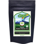100g pouch of Chai Tea Organic Rainbow Matcha Chai with a green label and white branding.
