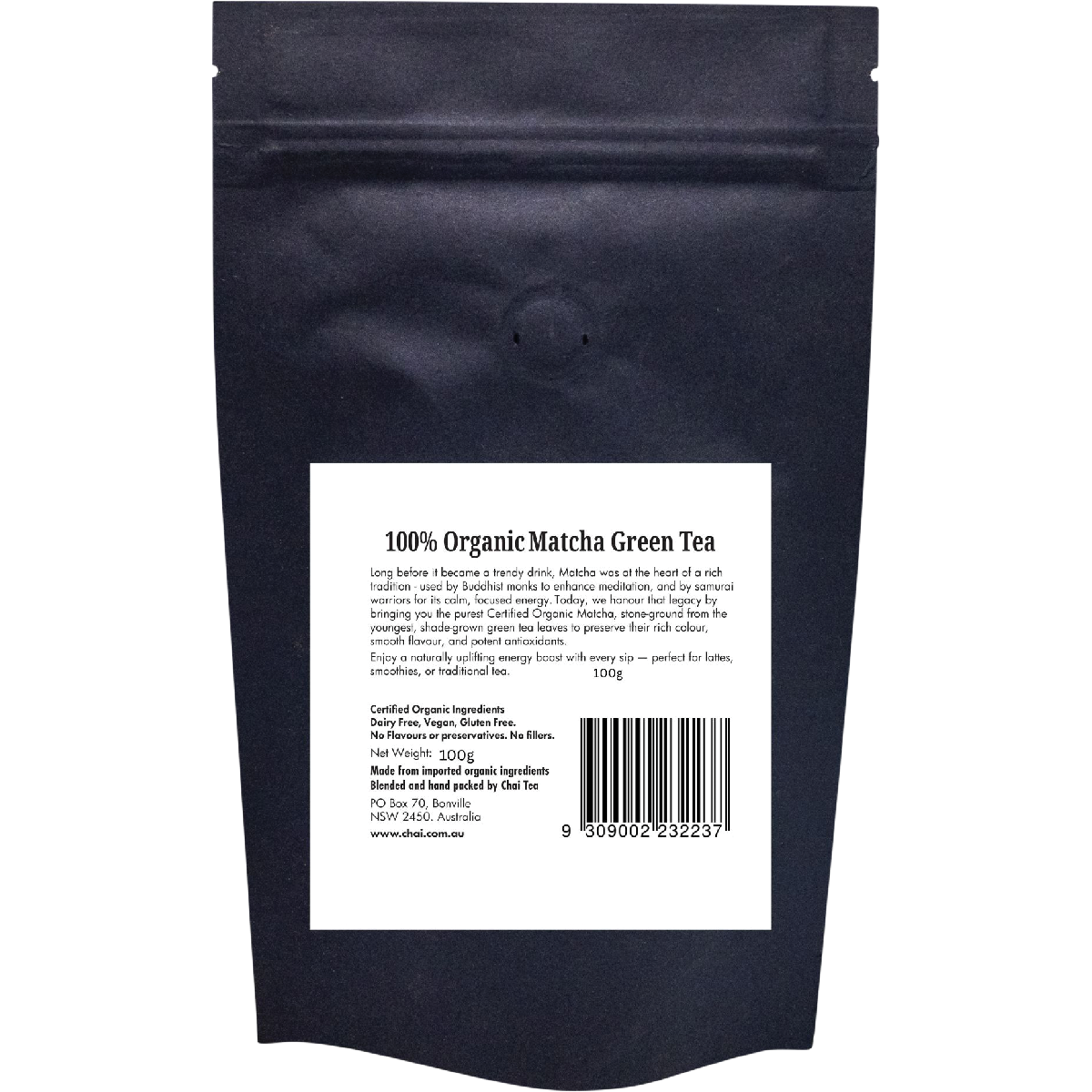 Chai Tea 100% Organic Matcha Green Tea Powder 100g