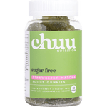 Bottle of Chuu Strawberry Matcha Focus Gummies with organic matcha and Lion's Mane on a clean background.