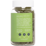 Bottle of Chuu Strawberry Matcha Focus Gummies with organic matcha and Lion's Mane, shown from a side angle.