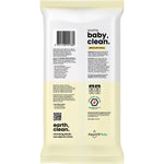 Back of CleanLIFE Baby Clean Soothe 70 pack featuring usage instructions and certified flushable logo.