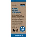 Back of CleanLIFE Super Clean 85-pack wipes bag showing features and barcode on a white background.