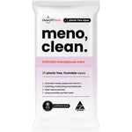 25 pack of CleanLIFE Meno Clean flushable, plastic-free wipes for intimate cleansing during menopause.