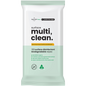 Pack of 100 CleanLIFE Surface Multi Clean Wipes in a white and green resealable pouch with lemon myrtle illustrations.