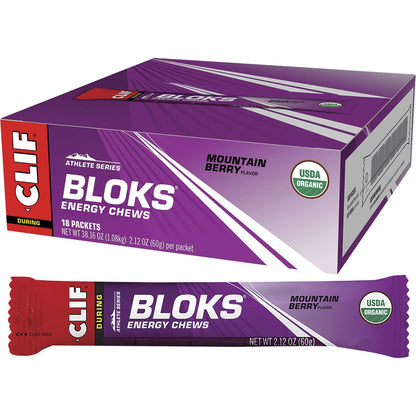 CLIF Bloks Energy Chews Mountain Berry 60g (Pack of 18) Payless 4 Organics