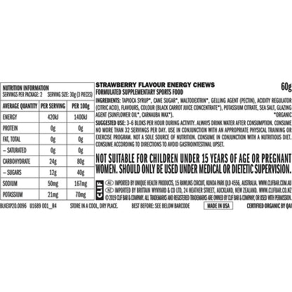 CLIF Bloks Energy Chews Strawberry 60g (Pack of 18) Payless 4 Organics
