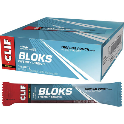 CLIF Bloks Energy Chews Tropical Punch 25mg Caffeine 60g (Pack of 18) Payless 4 Organics