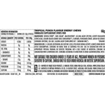 CLIF Bloks Tropical Punch Energy Chews 18-pack box showing nutrition facts and ingredients on a white background.