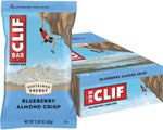 CLIF Energy Bar Blueberry Almond Crisp 12-pack box and individual bar with organic oats and almonds.