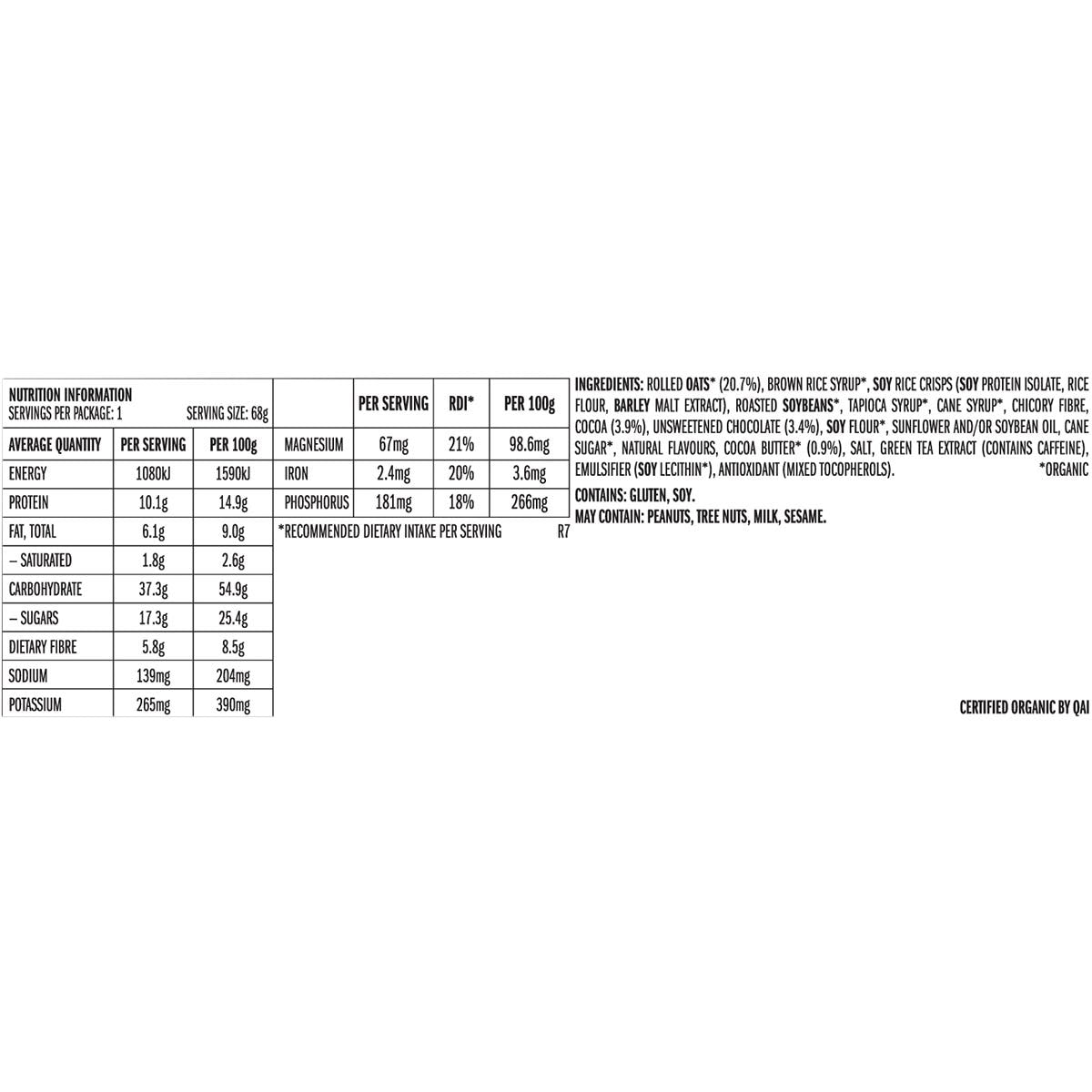 CLIF Energy Bar Cool Mint Choc 49mg Caffeine 68g (Pack of 12) Payless 4 Organics