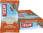 12-pack box of CLIF BAR Crunchy Peanut Butter energy bars made with organic rolled oats.