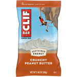 Single wrapped 68g CLIF BAR Crunchy Peanut Butter energy bar with organic rolled oats on a white background.