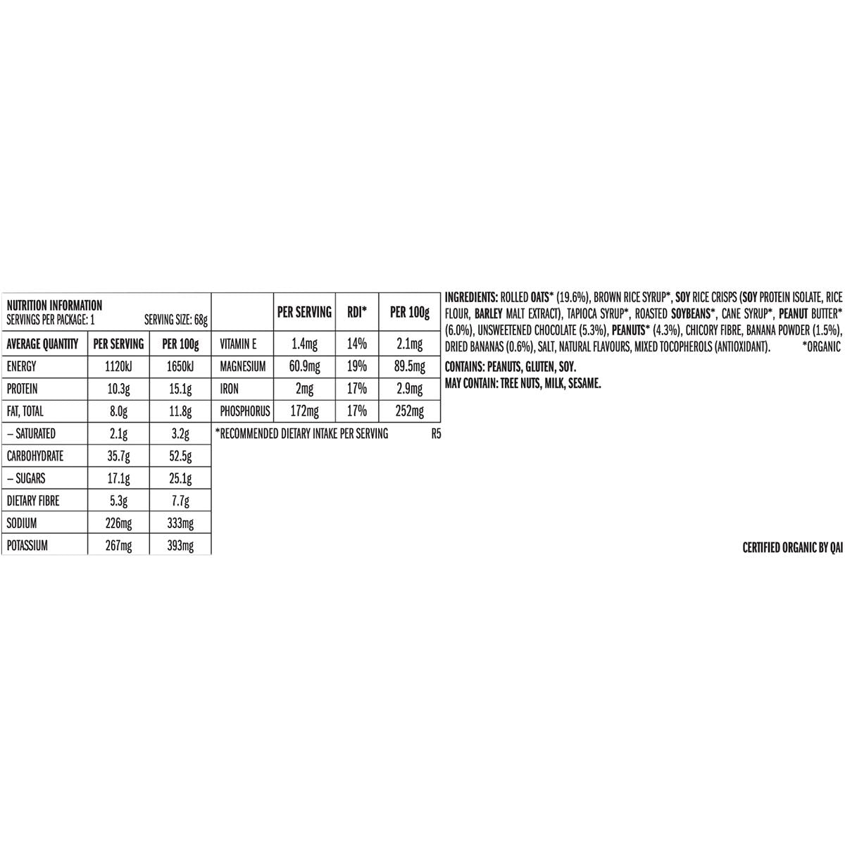 CLIF Energy Bar Peanut Butter Banana with Dark Chocolate 68g (Pack of 12) Payless 4 Organics