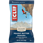 Single wrapped 68g CLIF Peanut Butter Banana with Dark Chocolate energy bar on a white background.