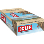 Back of Clif Bar White Chocolate Macadamia Nut energy bar wrapper showing nutrition facts and ingredients.