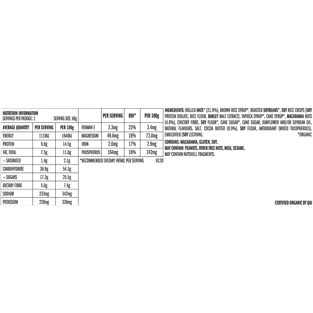 CLIF Energy Bar White Chocolate Macadamia 68g (Pack of 12) Payless 4 Organics