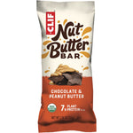 CLIF Nut Butter Bar in Chocolate and Peanut Butter, showing a single 50g wrapped bar on a white background.