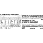 Side view of the CLIF Chocolate and Peanut Butter Nut Butter Bar box showing ingredients and nutrition facts.