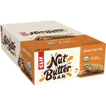 Side of CLIF Peanut Butter Nut Butter Bar 12-pack box showing 6g protein and low glycemic index labels.