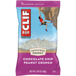Single 68g CLIF Bar Chocolate Chip Peanut Crunch wrapper featuring an illustration of a rock climber.