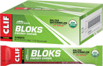 CLIF Bloks Salted Watermelon 18-pack box and individual energy chew sleeve with 100mg sodium per serving.