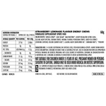 Close-up of the nutritional information and ingredients list on a CLIF Bloks Sour Strawberry Lemonade package.