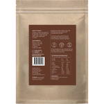 Back of Power Super Foods Dark Drinking Chocolate 1kg bag with ingredients, nutrition facts, and barcode.