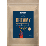 1kg bag of Power Super Foods Dreamy Night Drinking Chocolate with a dark purple label and cacao illustrations.