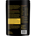 Back of Power Super Foods Cacao Gold Powder 110g pouch showing ingredients, nutrition facts, and barcode.