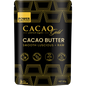 80g pouch of Power Super Foods Cacao Gold Butter Chunks with a gold and white label showing raw cacao butter pieces.