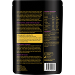Back of Power Super Foods Cacao Gold Paste 100g pouch with ingredients, nutritional info, and organic certification.