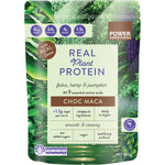 400g tub of Power Super Foods Real Plant Protein Choc Maca with organic cacao and superfoods on a white background.