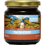 250g glass jar of Power Super Foods Certified Organic Yacon Syrup, a natural low-GI sweetener from Peruvian roots.