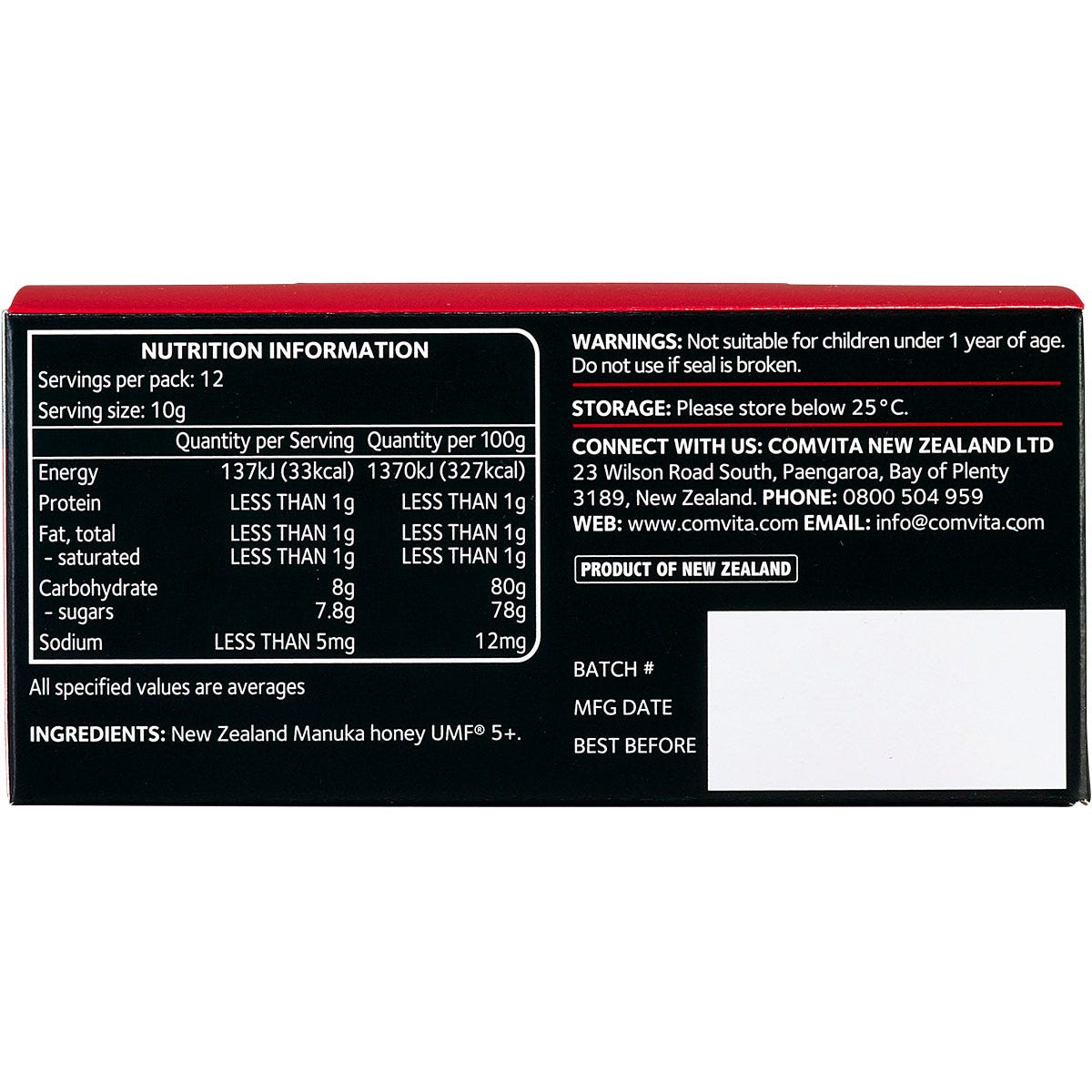 Comvita Manuka Honey On The Go UMF 5+ 12 Pack