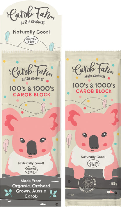 Carob Farm Carob Block 100's & 1000's 95g (Pack of 12) Payless 4 Organics