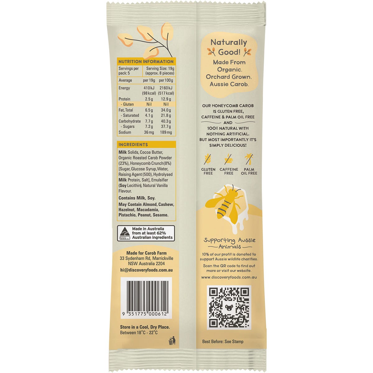 Carob Farm Carob Block Honeycomb 95g (Pack of 12) Payless 4 Organics