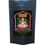 20 pack of Chai Tea Organic Tulsi Rose tea bags featuring a white label with pink rose and green leaf illustrations.