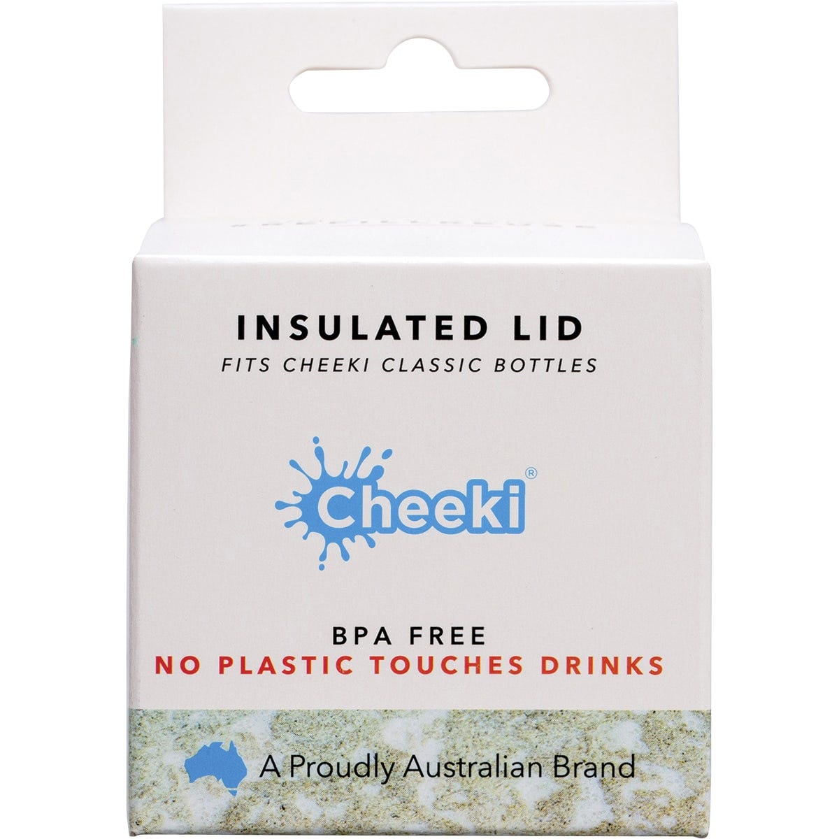 Stainless steel Cheeki Classic replacement lid with a black rubber carry handle and leak-proof silicone seal.