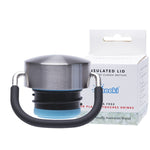 Stainless steel Cheeki Classic replacement lid with a black rubber carry handle and silicone seal.