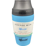 Aqua 350ml Cheeki insulated stainless steel coffee mug with a leak-proof black pop-up lid.