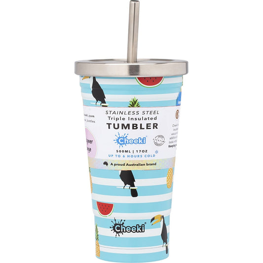 Cheeki Insulated Tumbler Toucan with S/Steel Straw 500ml Payless 4 Organics